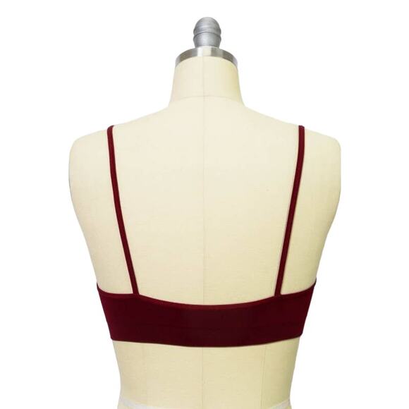 Strappy Front Bralette Womens M/L Burgundy Moisture Wicking Athletic Camisole - Picture 3 of 7